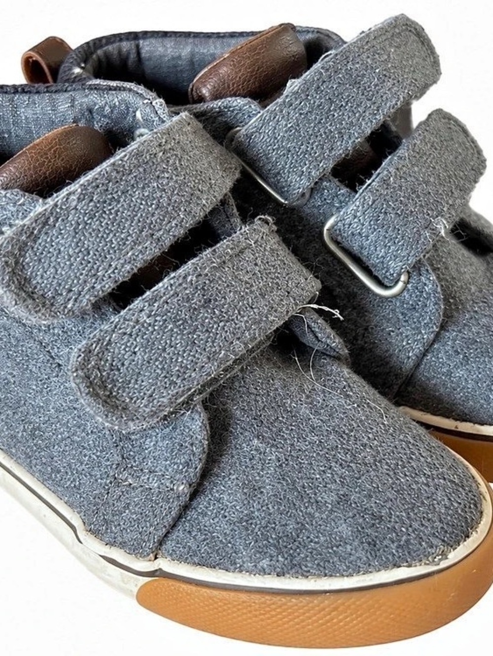 Kids Boy Gray Velcro High Sneakers